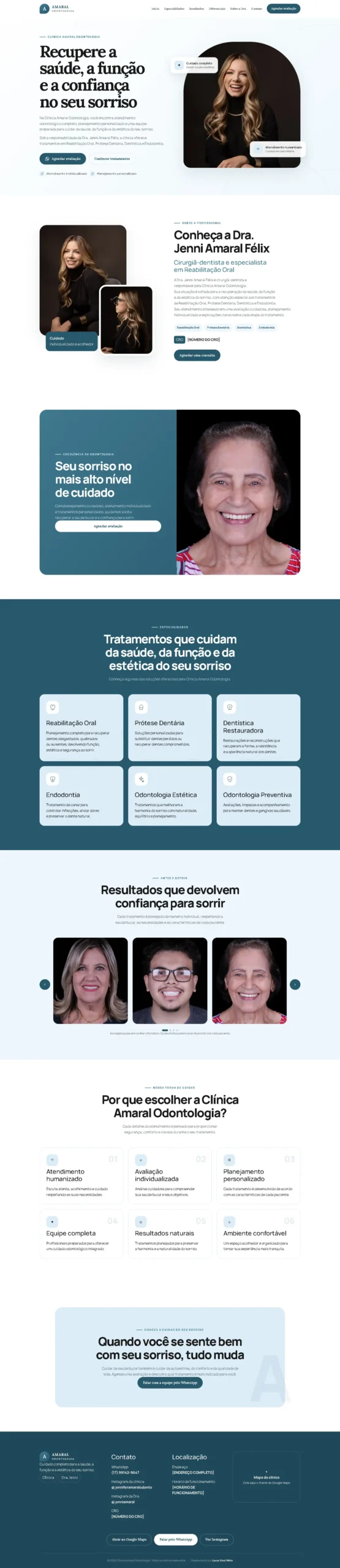 Landing page da Clínica Amaral exibida em um notebook