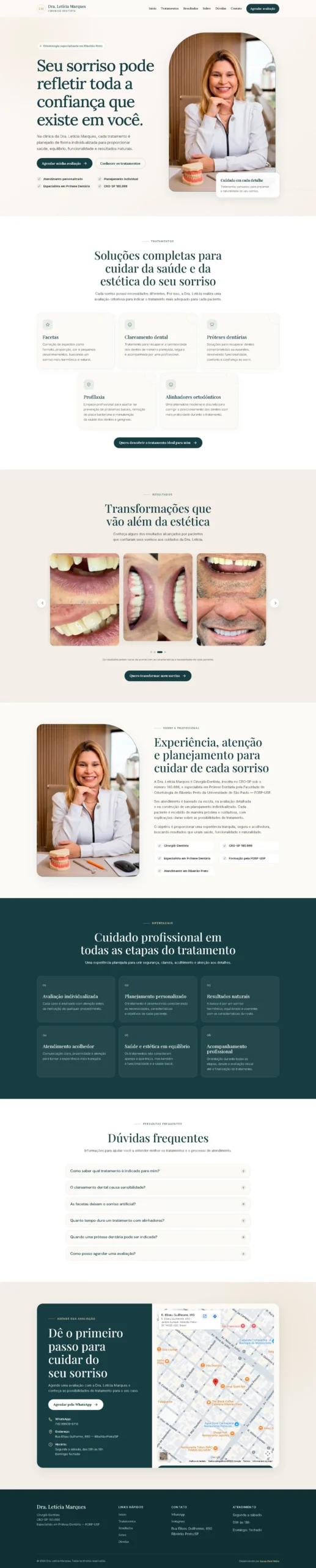 Landing page da Dra. Letícia Marques exibida em um notebook
